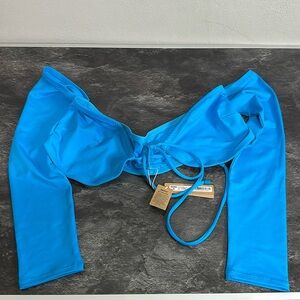NWT Skims Recycled Swim Long Sleeve Bikini Top in Turquoise Size L - XL